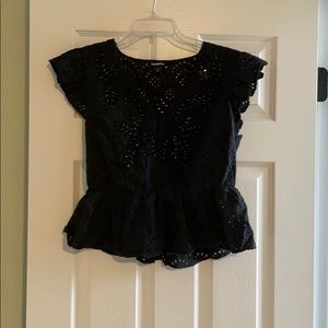 Express black eyelet peplum top
